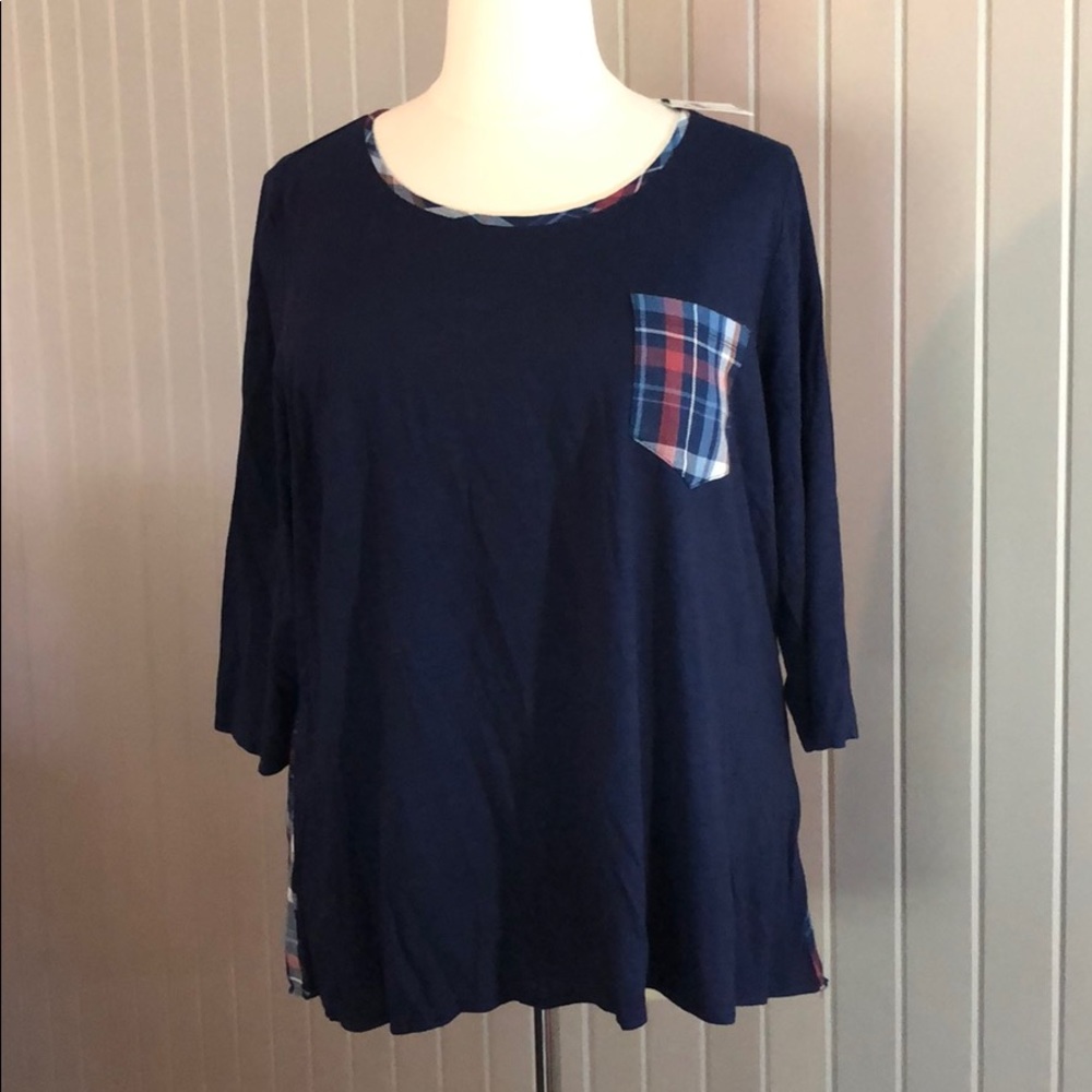 NWT LANE BRYANT MIX FABRIC POCKET TEE 22-24